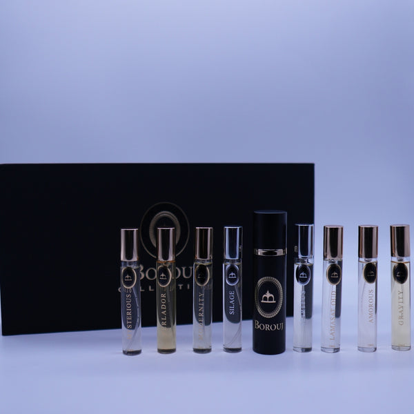 Borouj Set 8 pzs (Borouj misterious, Borouj Perlador, Borouj Modernity, Borouj Silage, Borouj spiritus, Borouj lamasat oud, Borouj amorous, Borouj gravity)