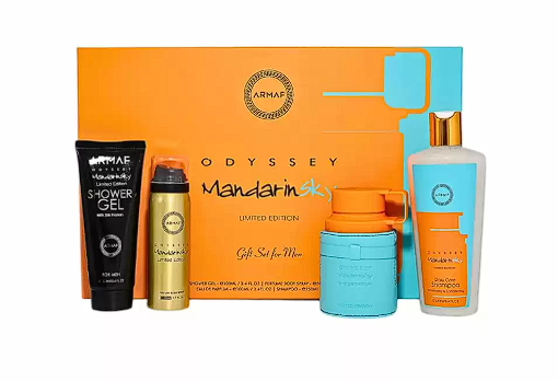 Armaf Odyssey Mandarin Sky 4PCS (Odyssey Mandarin Sky 3.4oz, Gel Shower, Daily Shampoo, Body Spray Mandarin Sky)