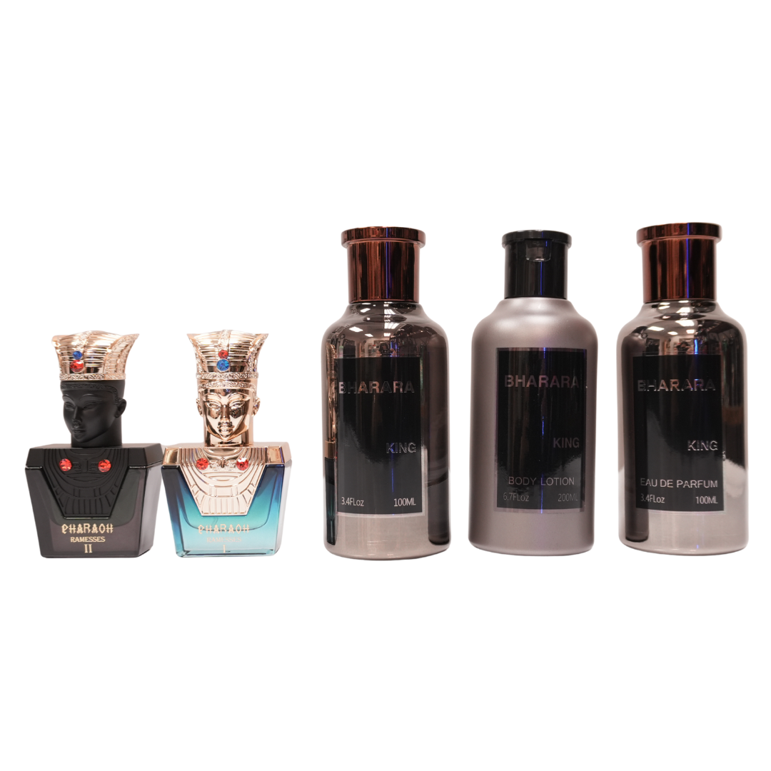 Set Bharara King 3.4 oz + Bharara King After Shave 3.4 oz +Bharara Pharaoh Ramesses I 0.34 oz +Bharara Pharaoh Ramesses II 0.34 oz