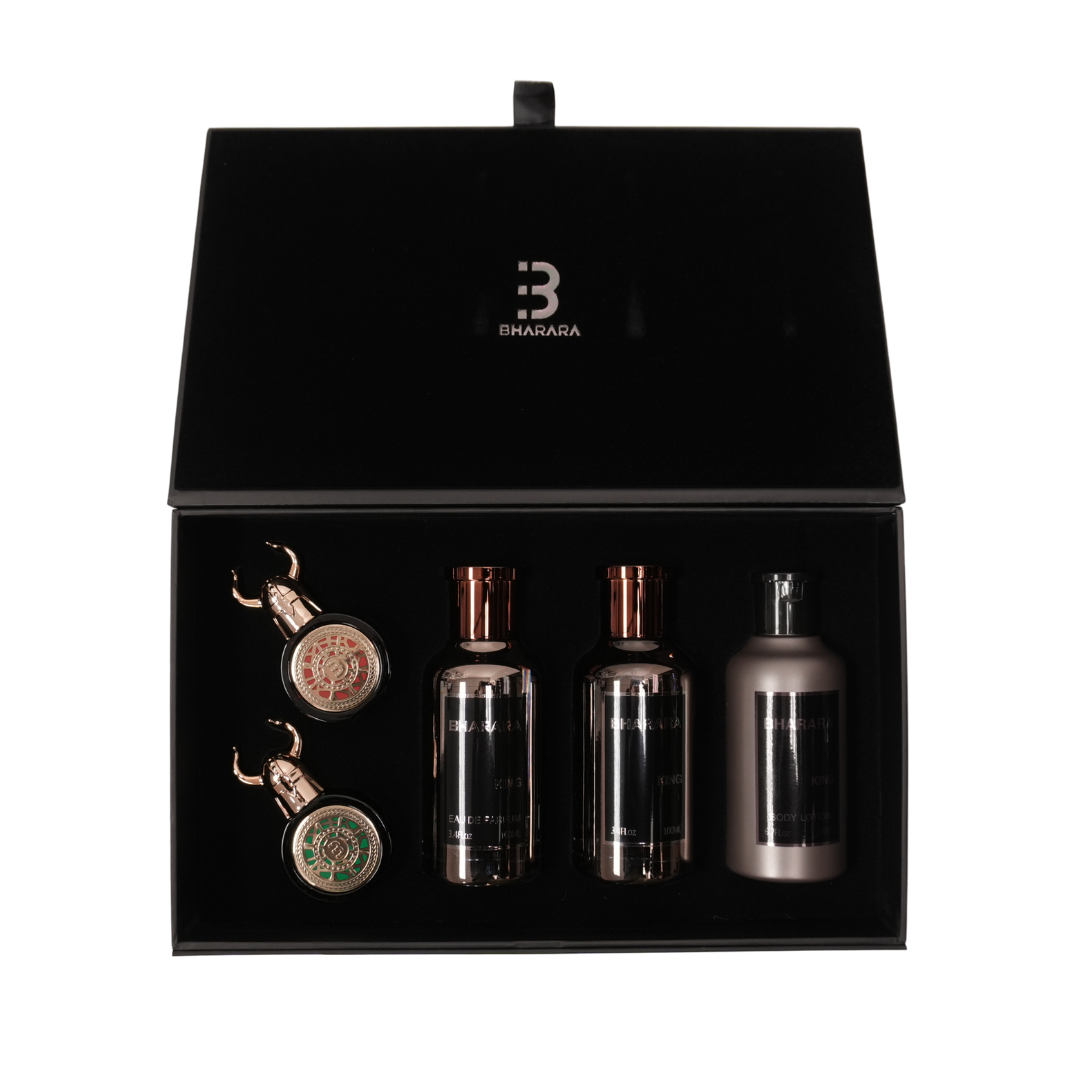 Set Bharara King 3.4 oz + Bharara King After Shave 3.4 oz +Bharara Viking Kashmir 0.34 oz +Bharara Viking Dubai 0.34 oz