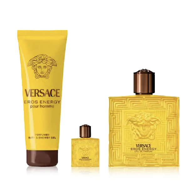 Versace Eros Energy Gift Set 3 Pcs 3.4 oz EDP, Shower Gel, Mini Spray For Men