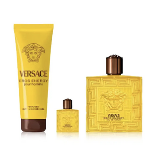 Versace Eros Energy Gift Set 3 Pcs 3.4 oz EDP, Shower Gel, Mini Spray For Men