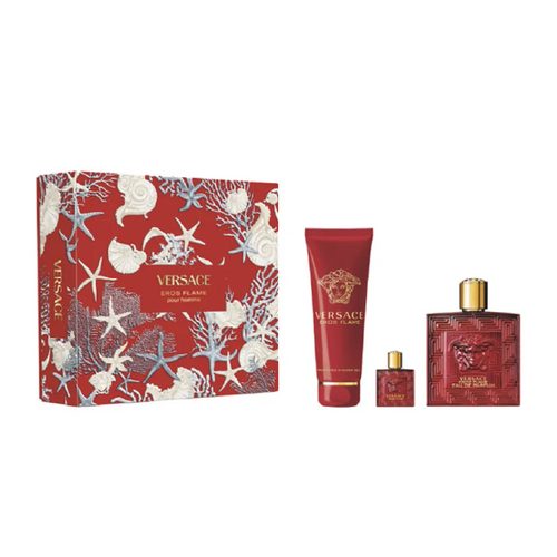 Versace Eros Flame Gift Set 3 Pcs 3.4 oz EDP, Shower Gel, Mini