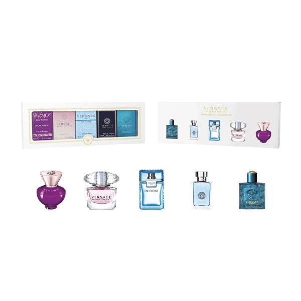 Versace Mini Gift Set 5 Pcs ( Dylan Purple, Bright Crystal, Eau Fraiche, Pour Homme, Eros Men ) 0.17 oz EDT Unisex