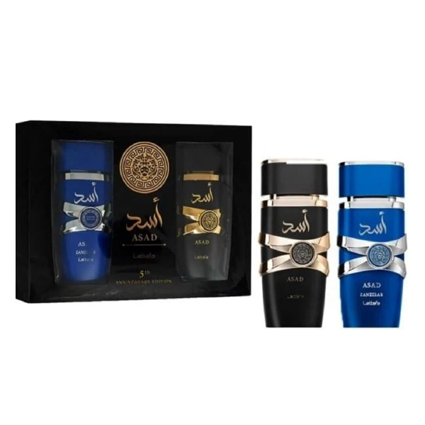 Set de regalo Lattafa Asad y Asad Zanzíbar M EDP 3.4 oz