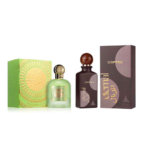 Enchanted Contrast Duo – Eternal Coffee & Pear Potion Fragrance Set