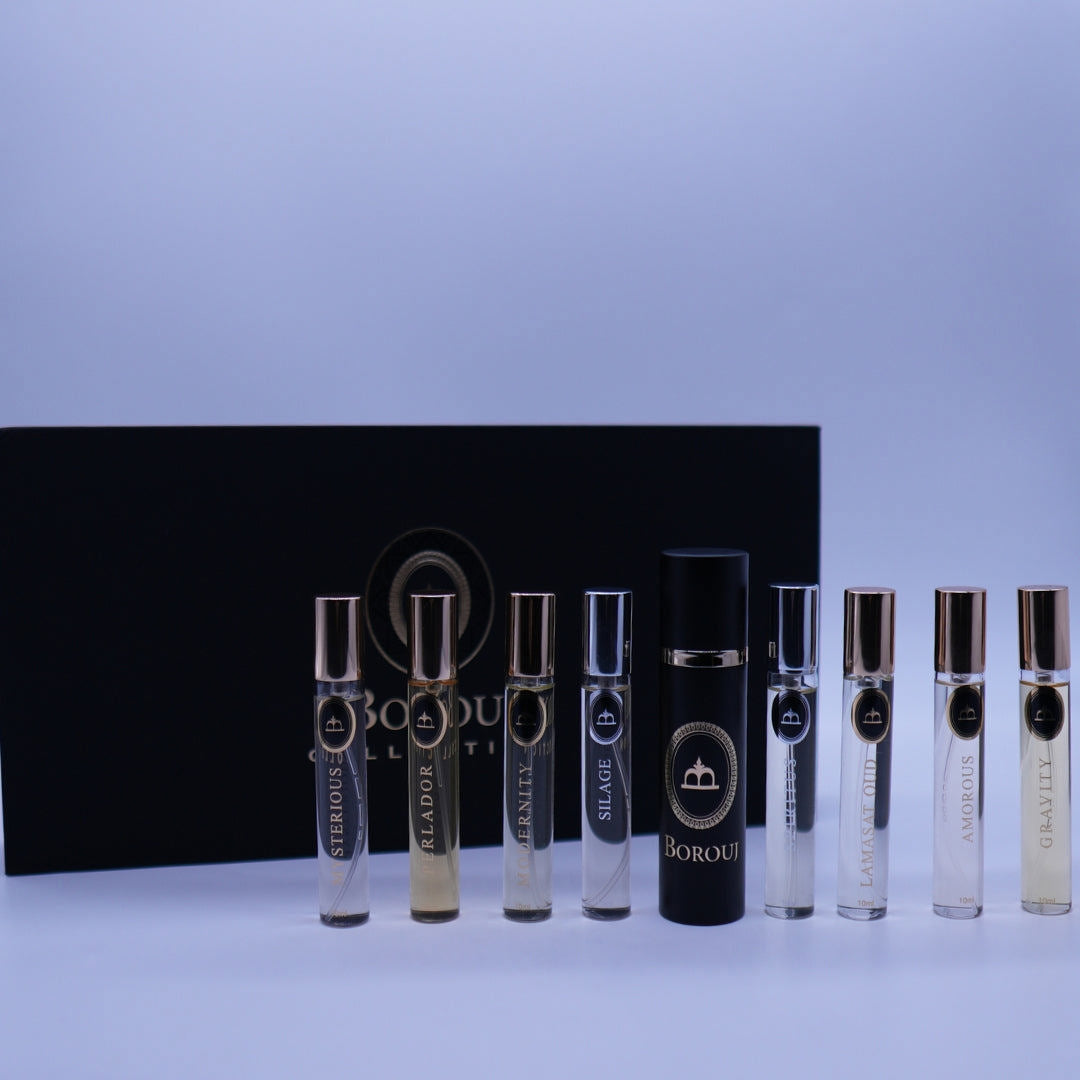 Borouj Set 8 pzs (Borouj misterious, Borouj Perlador, Borouj Modernity, Borouj Silage, Borouj spiritus, Borouj lamasat oud, Borouj amorous, Borouj gravity)