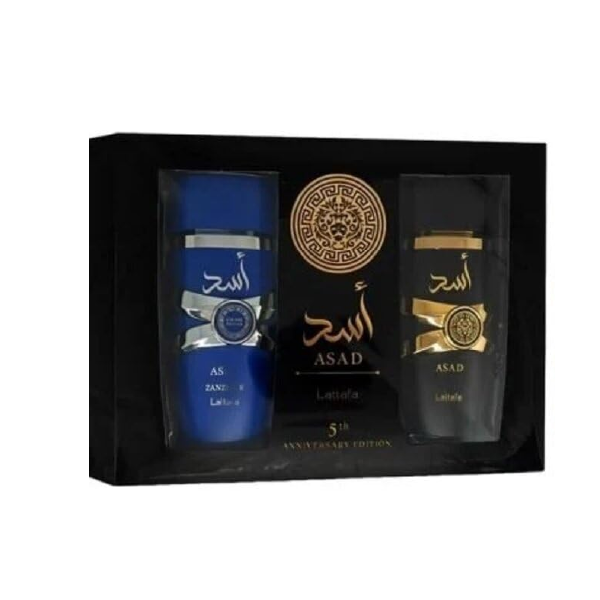 Set de regalo Lattafa Asad y Asad Zanzíbar M EDP 3.4 oz