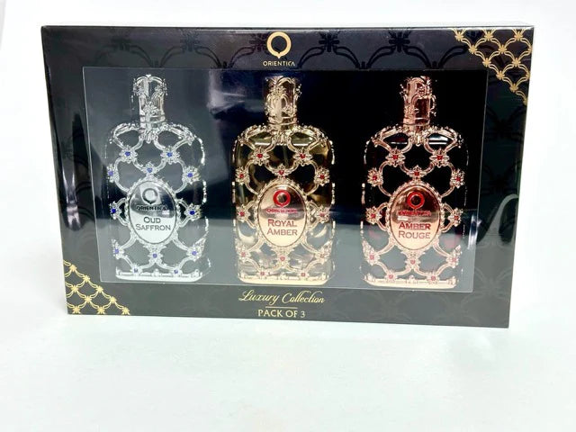 Open Box Orientica Luxury Collection Gift Set 3pc U EDP 1.0oz (Amber Rouge, Royal Amber, Oud Saffron)