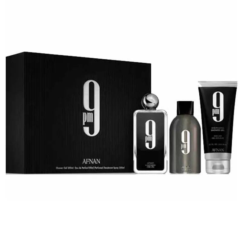 Afnan 9 PM Luxury Perfume Gift Set – Eau De Parfum (3.4 Oz), Deodorant (5.0 Oz), Shower Gel (6.7 Oz)