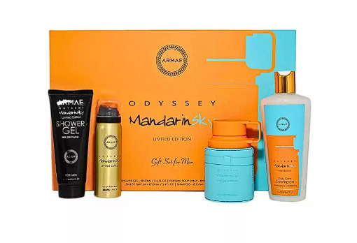 Armaf Odyssey Mandarin Sky 4 piezas (Odyssey Mandarin Sky 100 ml, gel de ducha, champú diario, spray corporal Mandarin Sky)